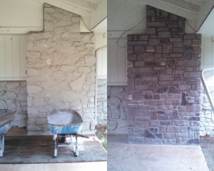 Stone fireplace rebuild
